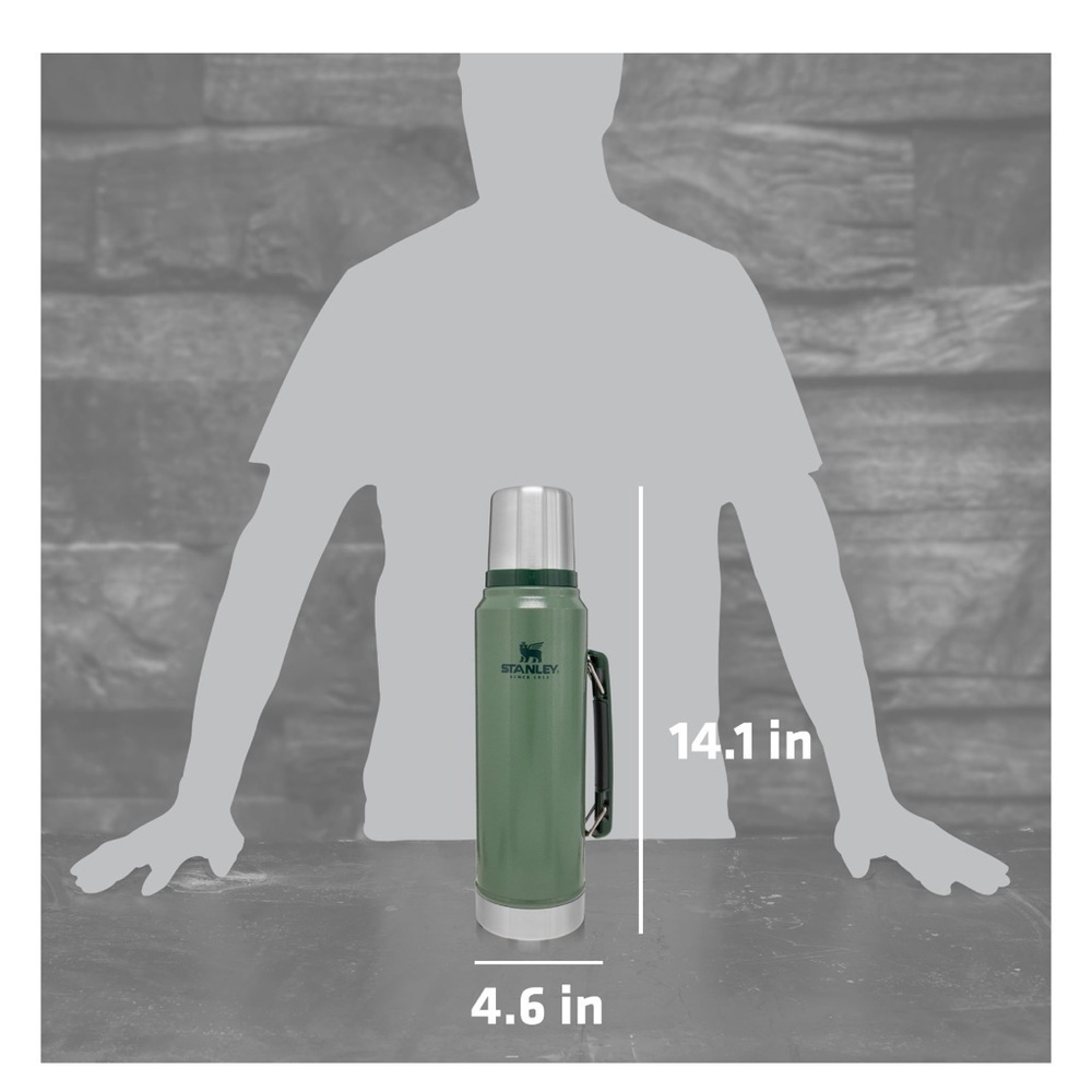 Stanley Classic Stainless Steel Vacuum Insulated Thermos Bottle, 1.1 qt - Picture 6 of 8